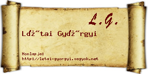 Létai Györgyi névjegykártya